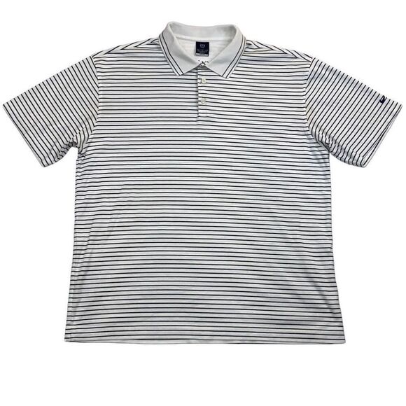 Nike Golf Shirt White and Black Stripe Dri-Fit Short Sleeve Collared 3 Button XL - Picture 1 of 8